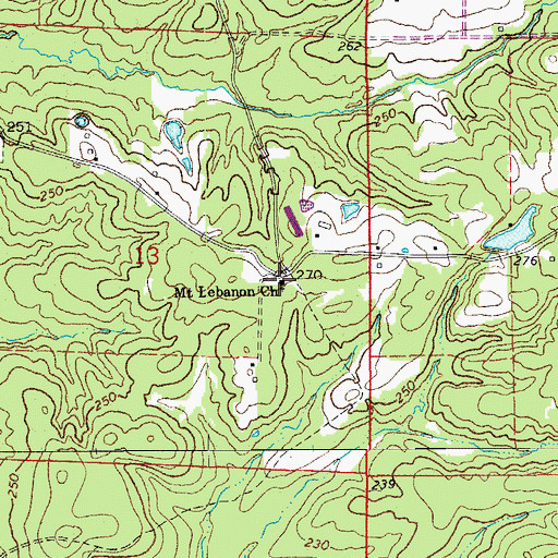 Topographic Map of Mount Lebanon Church, AR