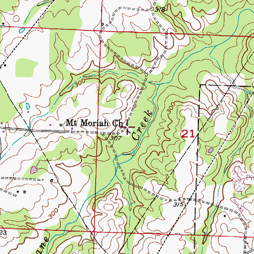 Topographic Map of Mount Moriah Church, AR
