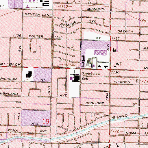 Topographic Map of Grandview School, AZ
