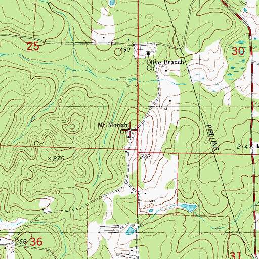 Topographic Map of Mount Moriah Church, AR
