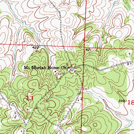 Topographic Map of Mount Moriah Home Church, AR