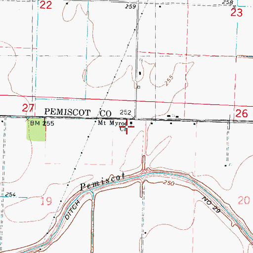 Topographic Map of Mount Myrod Church, AR