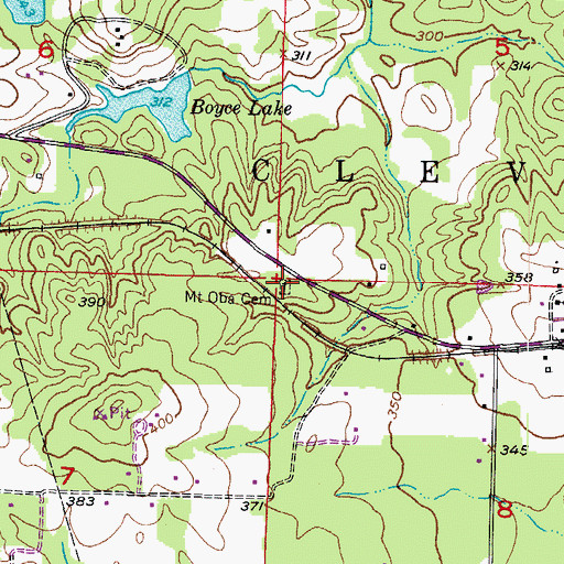 Topographic Map of Mount Oba Cemetery, AR