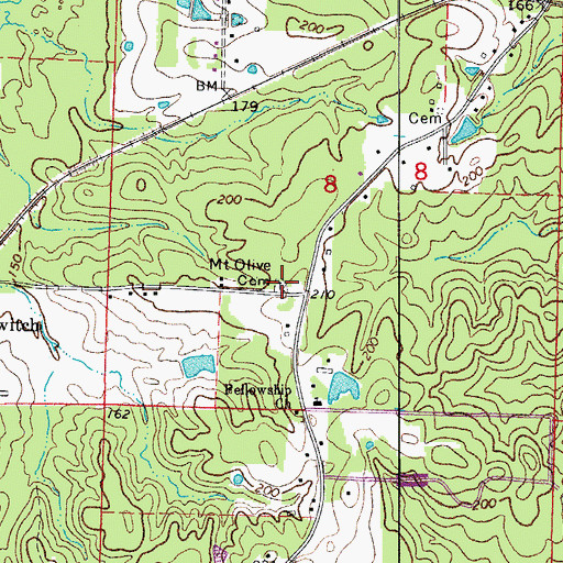 Topographic Map of Mount Olive Cemetery, AR