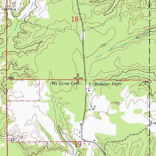 Topographic Map of Mount Olive Cemetery, AR