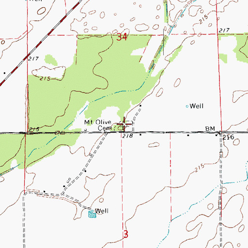 Topographic Map of Mount Olive Cemetery, AR