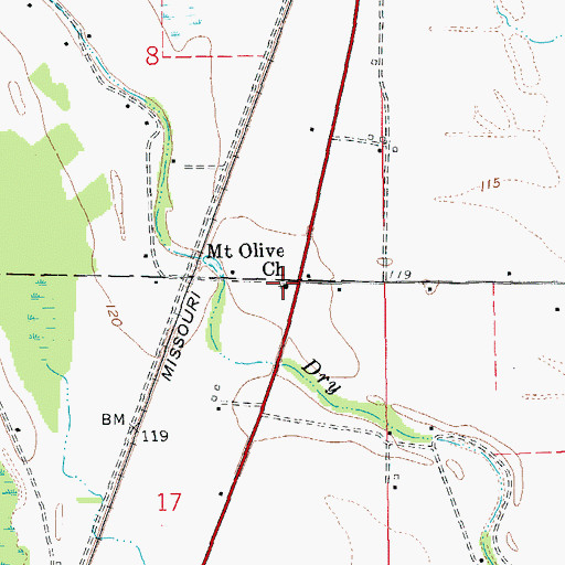 Topographic Map of Mount Olive Church, AR