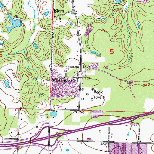 Topographic Map of Mount Olive Church, AR