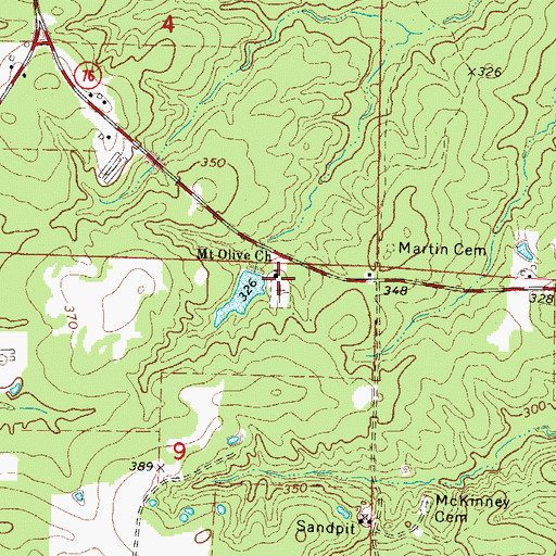 Topographic Map of Mount Olive Church, AR
