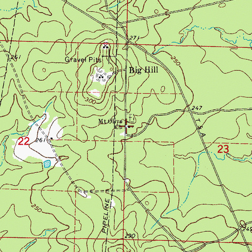 Topographic Map of Mount Olive Church, AR