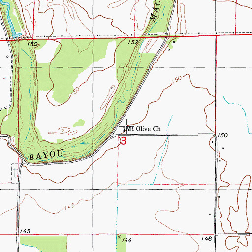 Topographic Map of Mount Olive Church, AR
