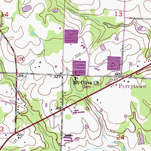 Topographic Map of Mount Olive Church, AR