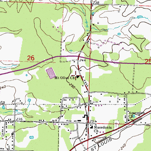 Topographic Map of Mount Olive Church, AR