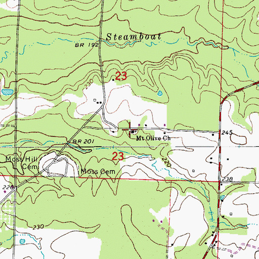 Topographic Map of Mount Olive Church, AR