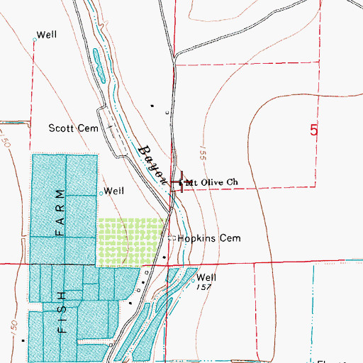 Topographic Map of Mount Olive Church, AR