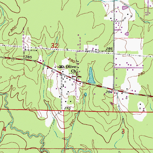 Topographic Map of Mount Olive Church, AR