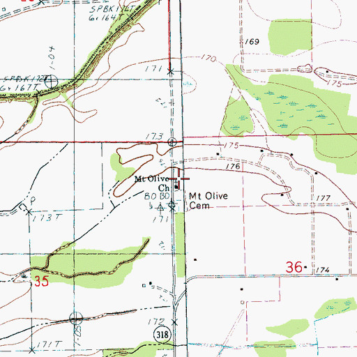 Topographic Map of Mount Olive Church, AR