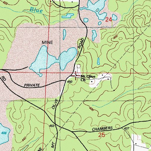 Topographic Map of Mount Olive Church, AR