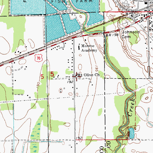 Topographic Map of Mount Olive Church, AR