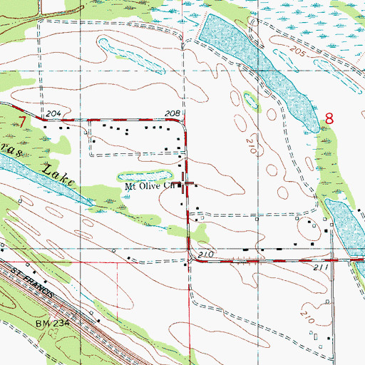 Topographic Map of Mount Olive Church, AR