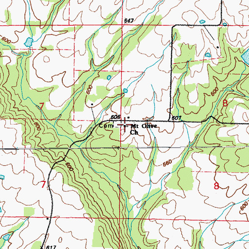 Topographic Map of Mount Olive Church, AR