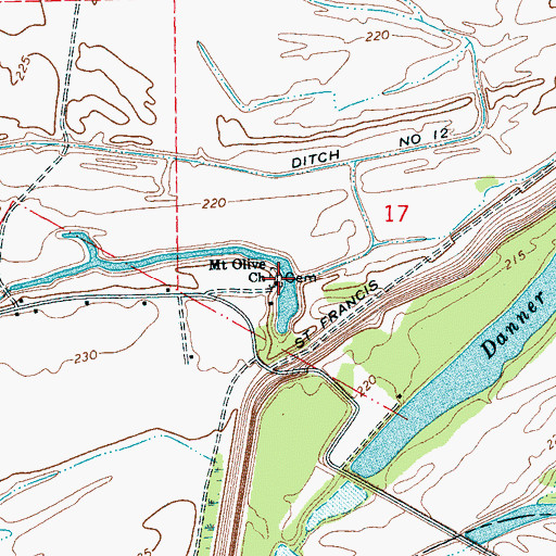 Topographic Map of Mount Olive Church, AR