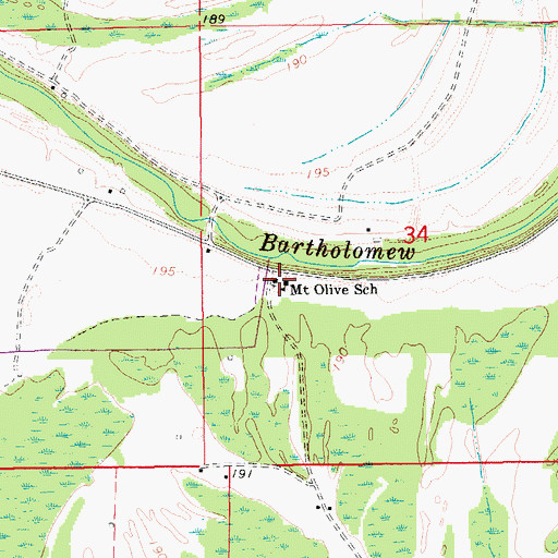 Topographic Map of Mount Olive School, AR