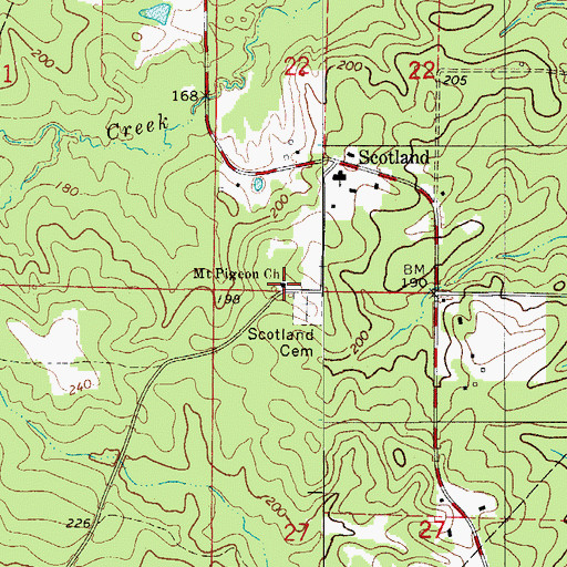 Topographic Map of Mount Pigeon Church, AR
