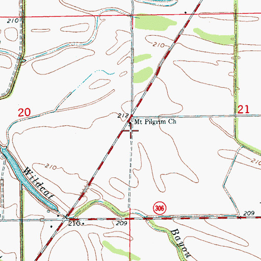 Topographic Map of Mount Pilgrim Church, AR