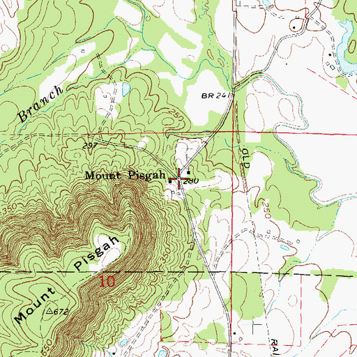 Topographic Map of Mount Pisgah, AR
