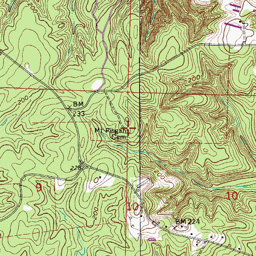 Topographic Map of Mount Pisgah Cemetery, AR