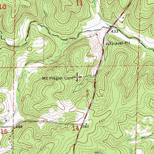 Topographic Map of Mount Pisgah Cemetery, AR