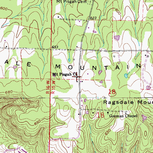 Topographic Map of Mount Pisgah Church, AR