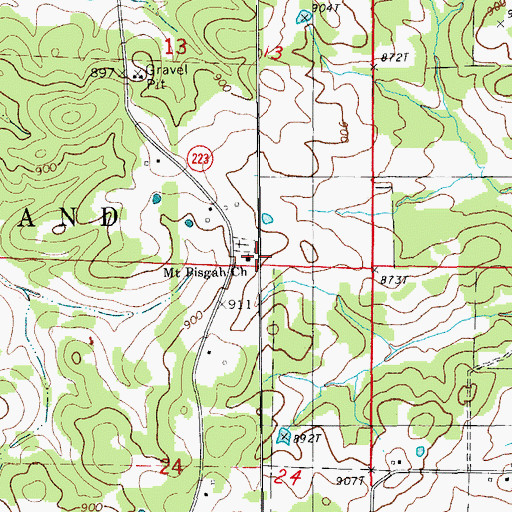 Topographic Map of Mount Pisgah Church, AR