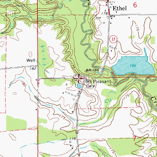 Topographic Map of Mount Pleasant Cemetery, AR