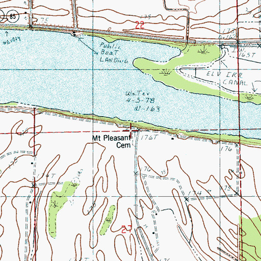 Topographic Map of Mount Pleasant Cemetery, AR