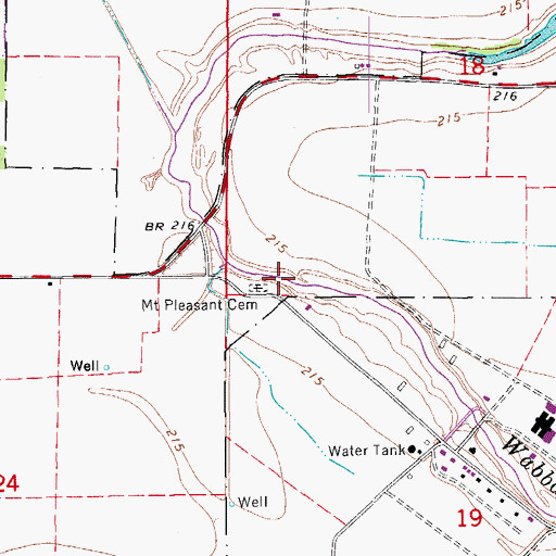 Topographic Map of Mount Pleasant Cemetery, AR