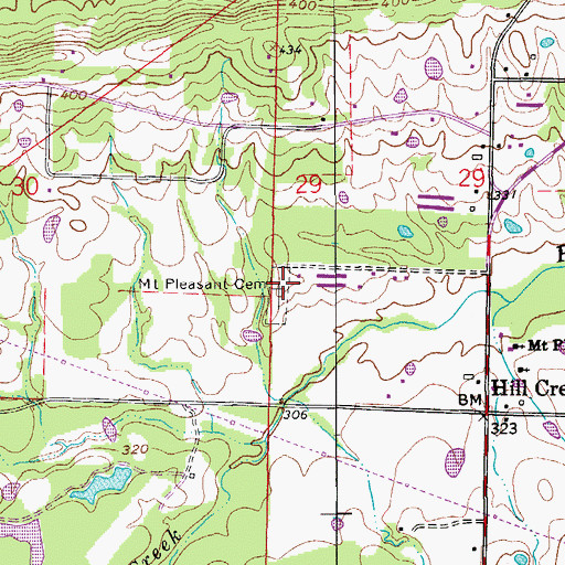 Topographic Map of Mount Pleasant Cemetery, AR