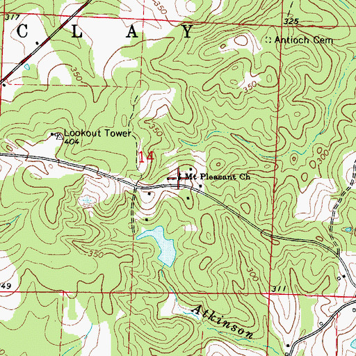 Topographic Map of Mount Pleasant Church, AR