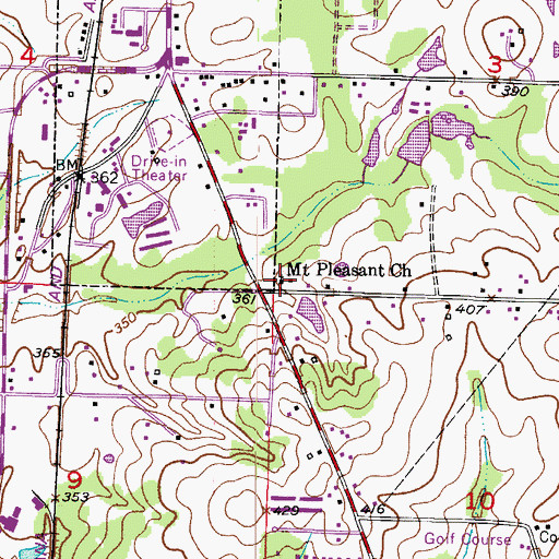 Topographic Map of Mount Pleasant Church, AR