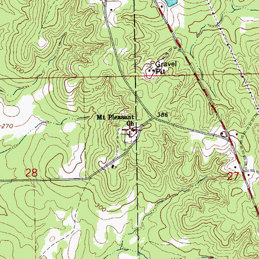 Topographic Map of Mount Pleasant Church, AR