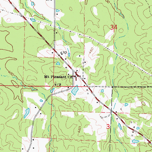 Topographic Map of Mount Pleasant Church, AR