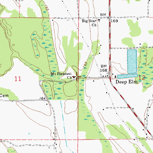 Topographic Map of Mount Pleasant Church, AR