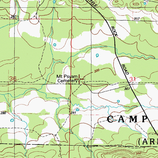 Topographic Map of Mount Psyam Cemetery, AR