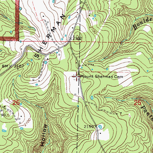 Topographic Map of Mount Sherman Cemetery, AR