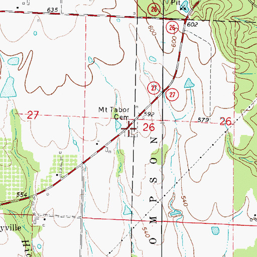 Topographic Map of Mount Tabor Cemetery, AR