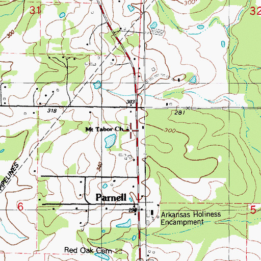 Topographic Map of Mount Tabor Church, AR