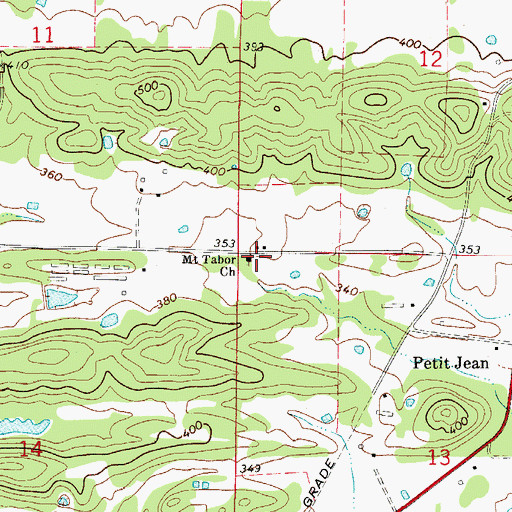 Topographic Map of Mount Tabor Church, AR