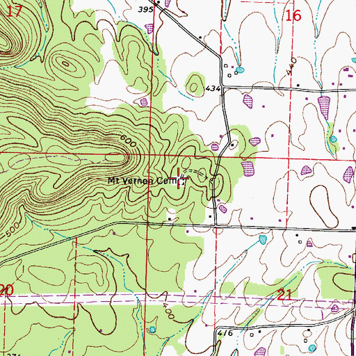 Topographic Map of Mount Vernon Cemetery, AR