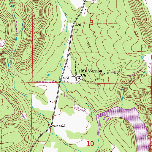 Topographic Map of Mount Vernon Church, AR